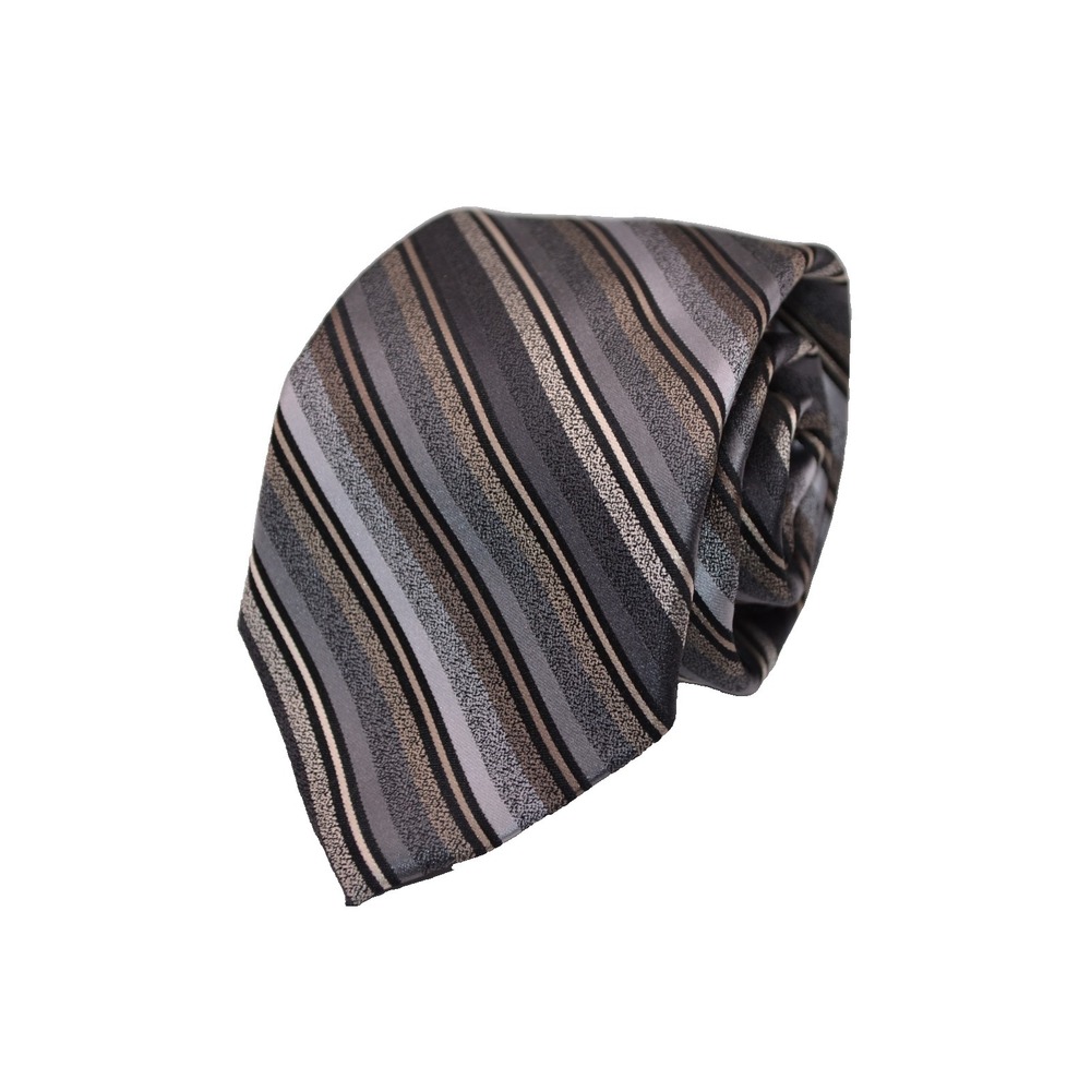 Calvin Klein Men's Neck Tie Silver Gold Striped Silk New MSRP $59.99